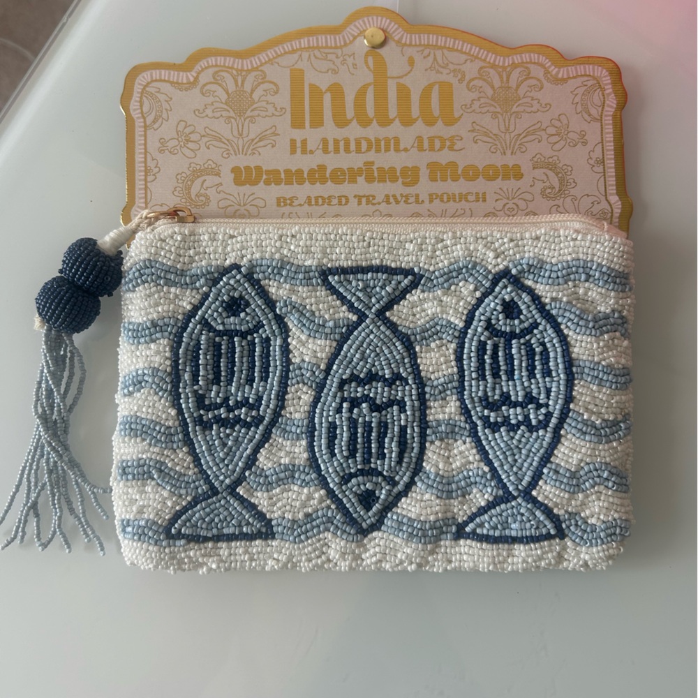 Viral Sardine Beaded Travel Pouch Wandering Moon